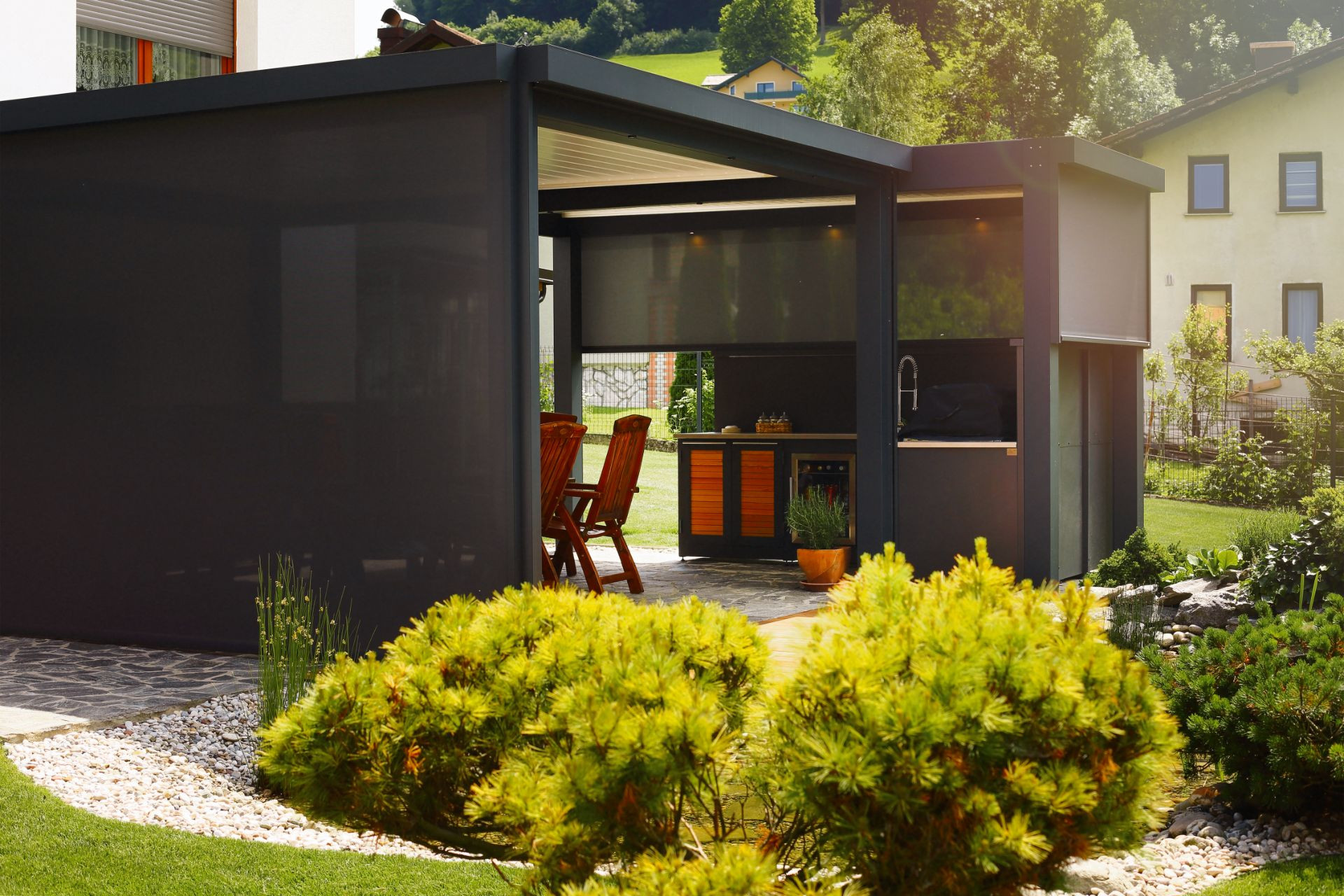 Project AP - Vitanje - Bioclimatic pergola Misteral - Terrace, brisole, zip roller blinds