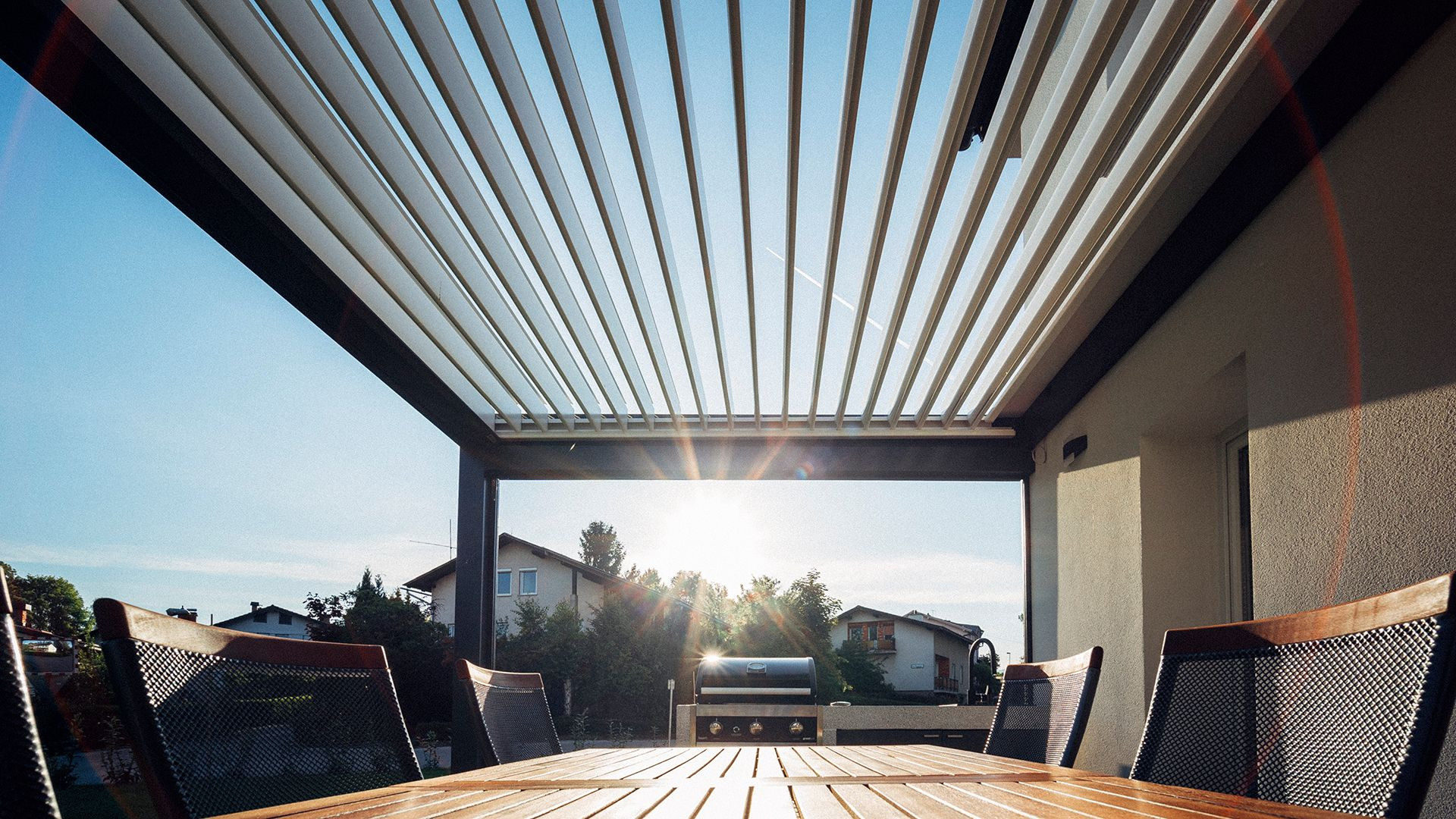 Project MK Novo mesto - Bioclimatic pergola Misteral - Terrace, brisole, zip roller blinds
