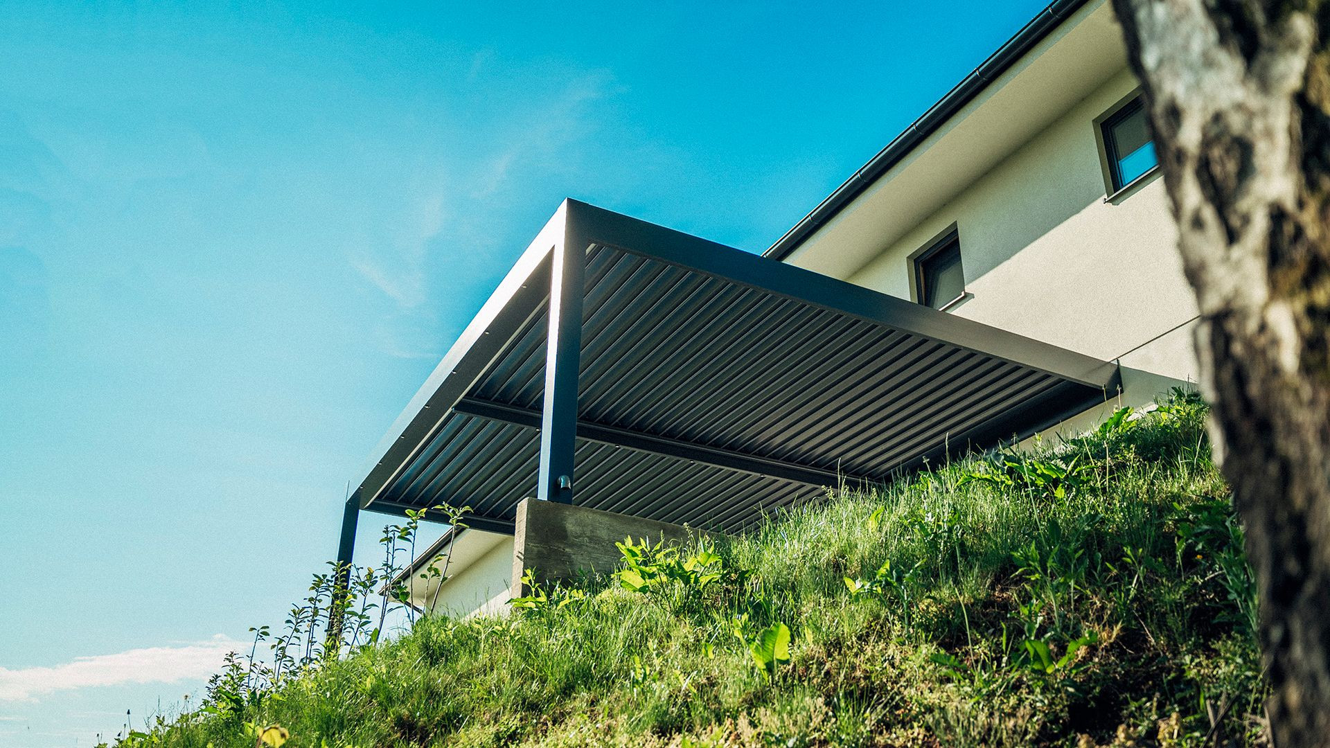 Project PČ Krško - Bioclimatic pergola Misteral - Terrace, brisole, zip roller blinds