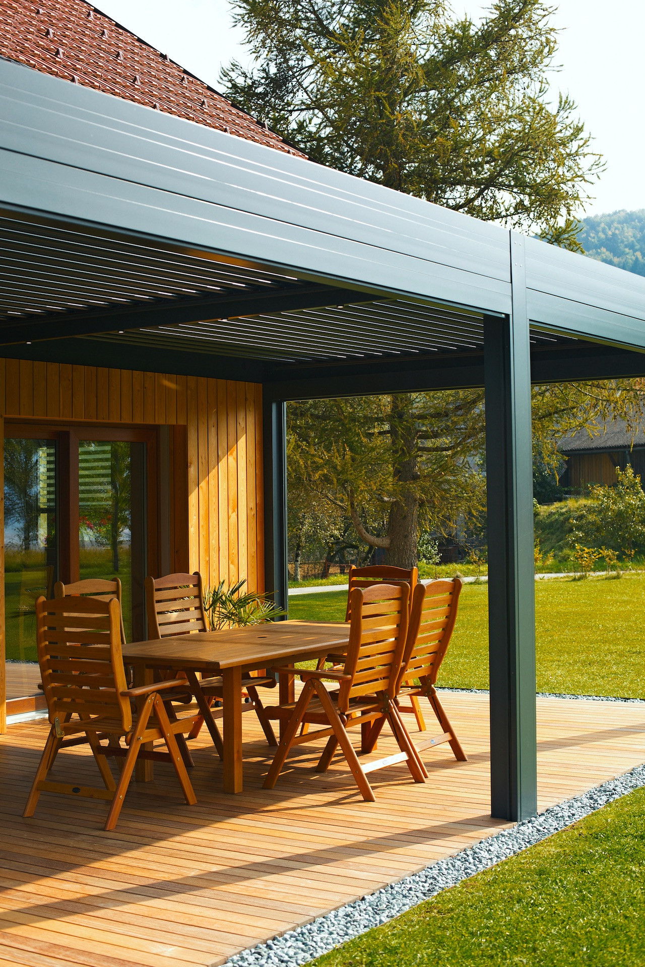 Project PŠ Grahovo - Bioclimatic pergola Misteral - Terrace, brisole, zip roller blinds