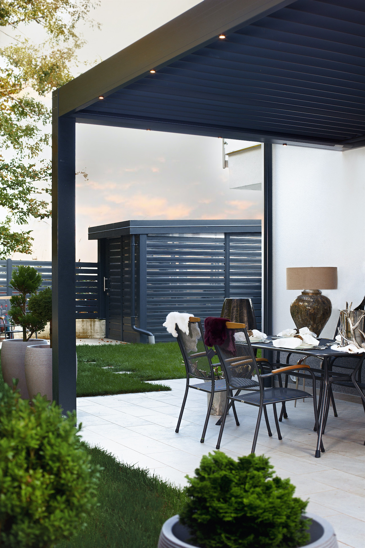 Project VŠ Ljubljana - Bioclimatic pergola Misteral - Terrace, brisole, zip roller blinds