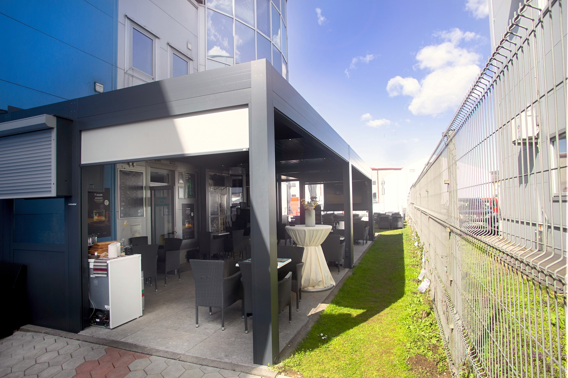 Projekt lamelna pergola Bar Safir Krško