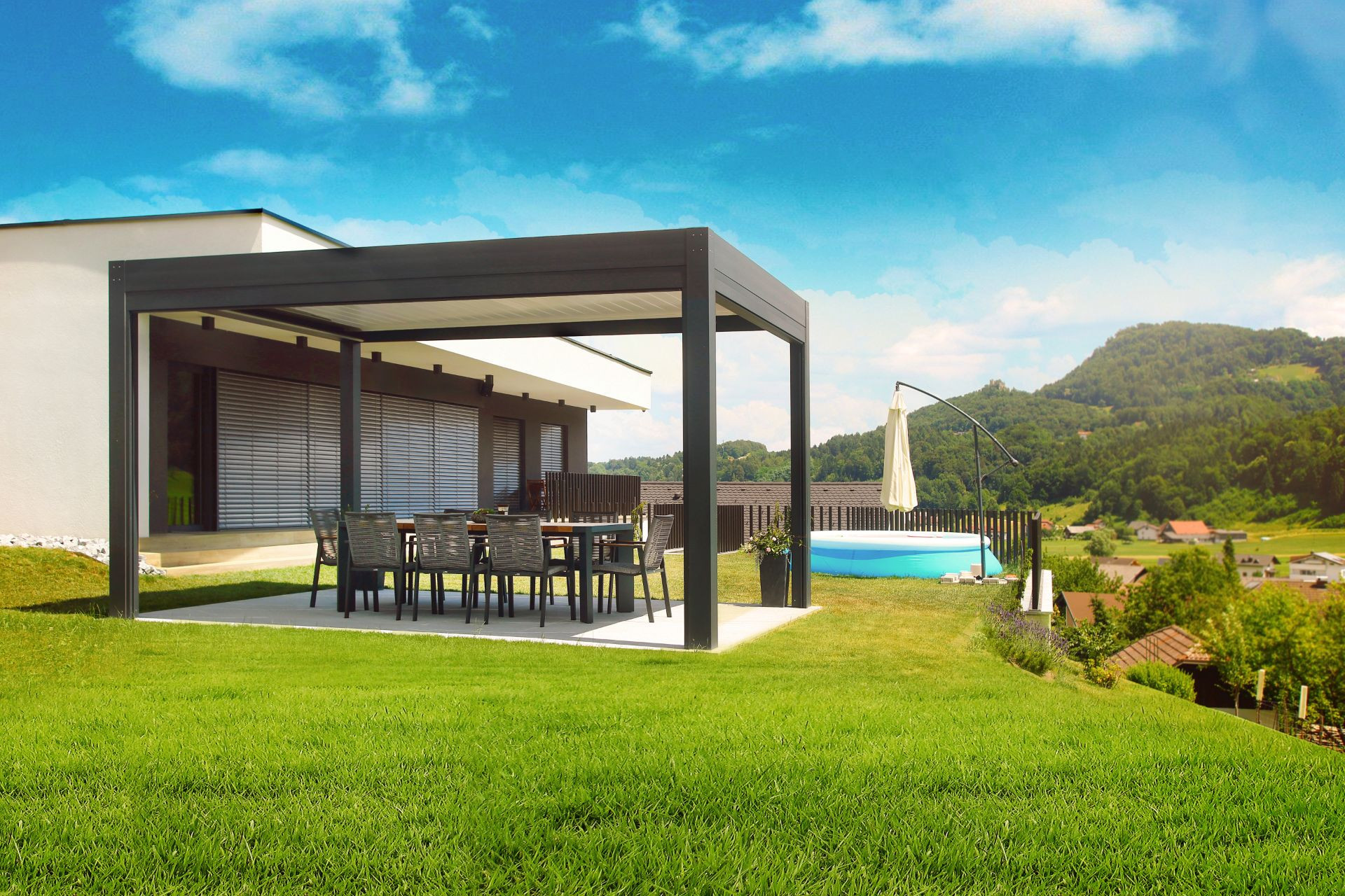 Projekt LG - Šentjur - Bioklimatska pergola Misteral - Terasa, Brisole, zip rolo