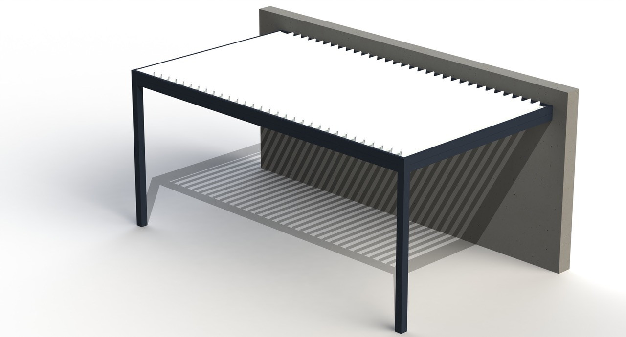 Misteral enopolna pergola pravokotne lamele glede na objekt - TIP 9
