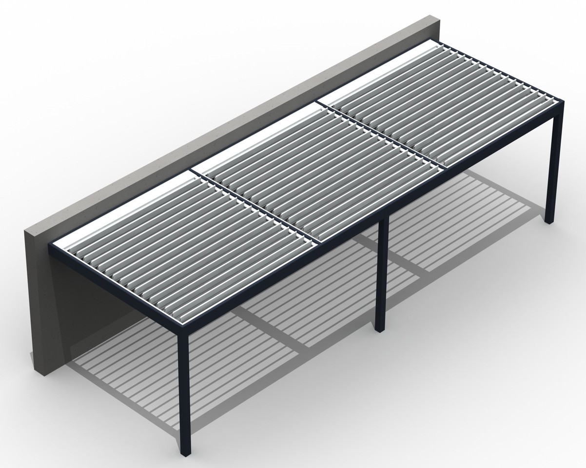 Misteral tripolna pergola vzporedne lamele z objektom - TIP 23