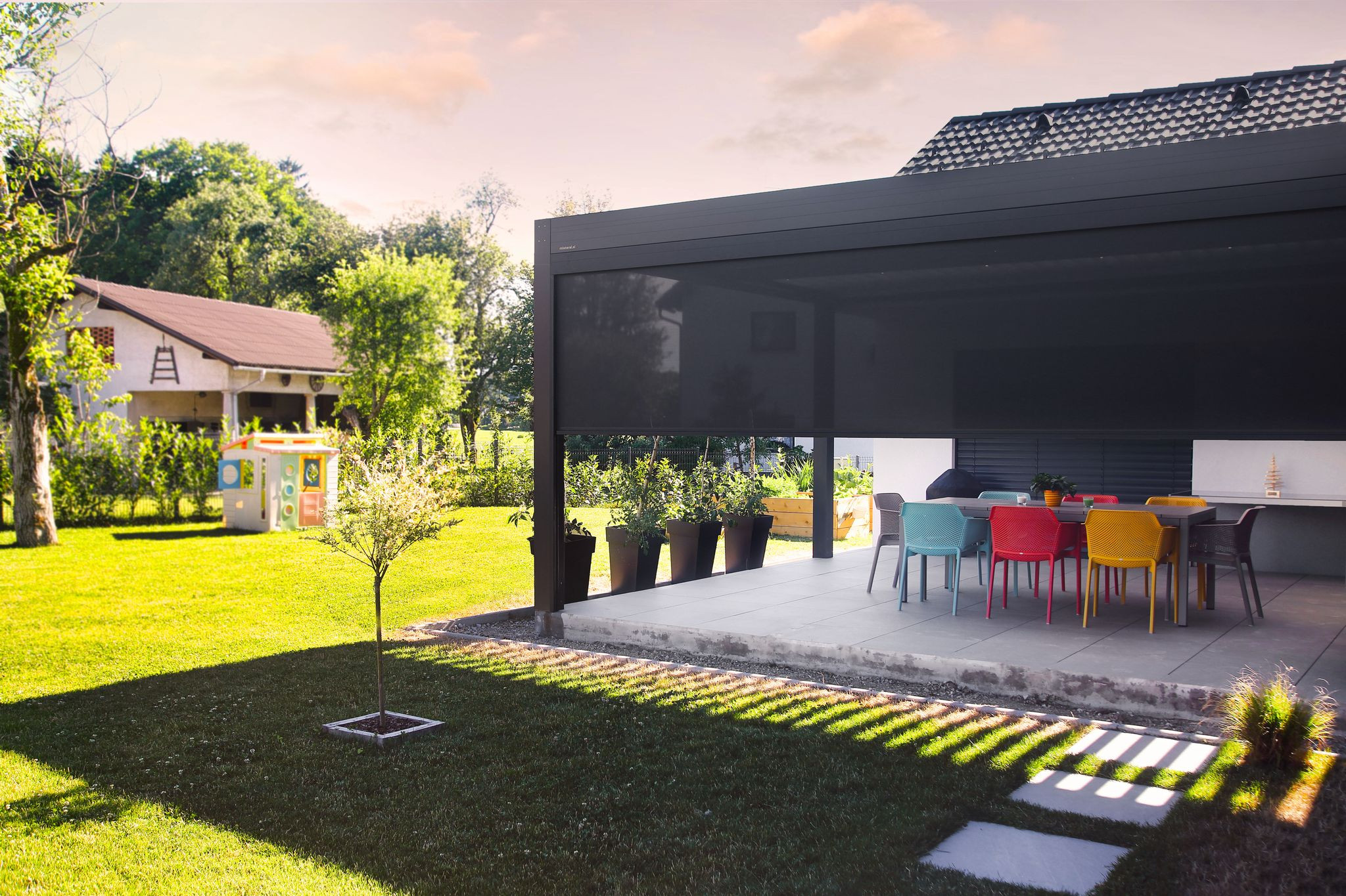 Project AS - Lukovica - Bioclimatic pergola Misteral - Terrace, brisole, zip roller blinds