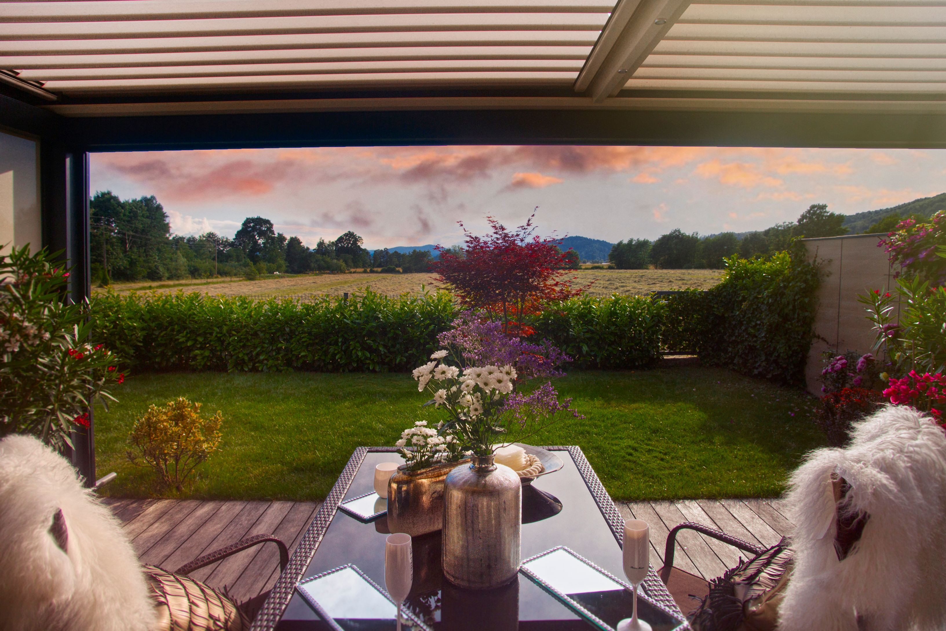 Project MN Ljubljana - Bioclimatic pergola Misteral - Terrace, brisole, zip roller blinds