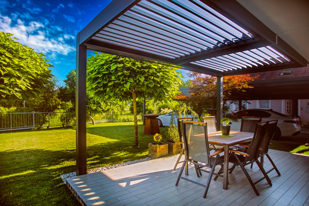 Projekt BS Grosuplje - Lamelna/bioklimatska pergola Misteral - Terasa, brisole, zip rolo