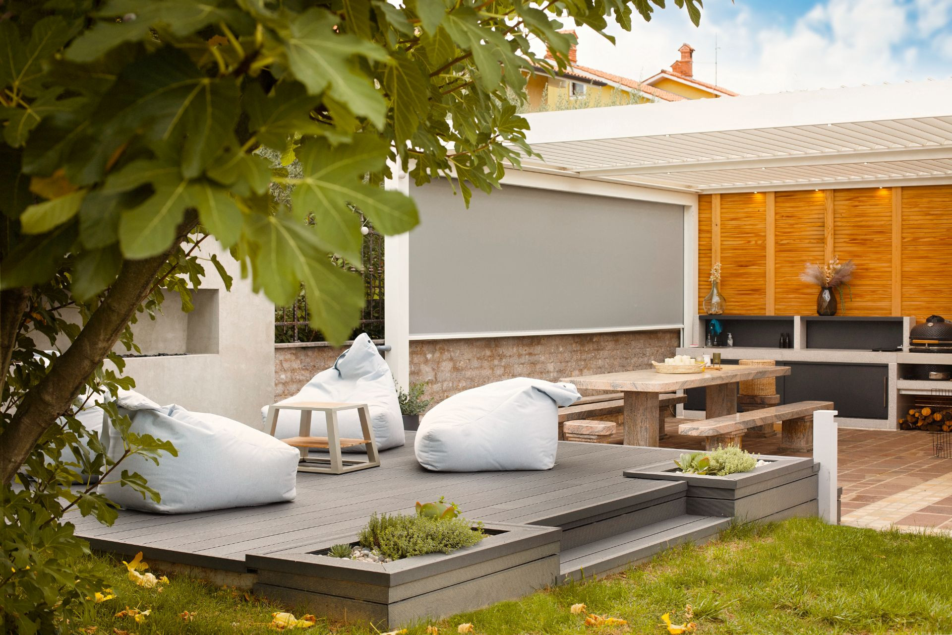 Projekt RC - Koper - Die bioklimatische Pergola Misteral - Terrasse, Brisole, Seitliche ZIP-Rollos