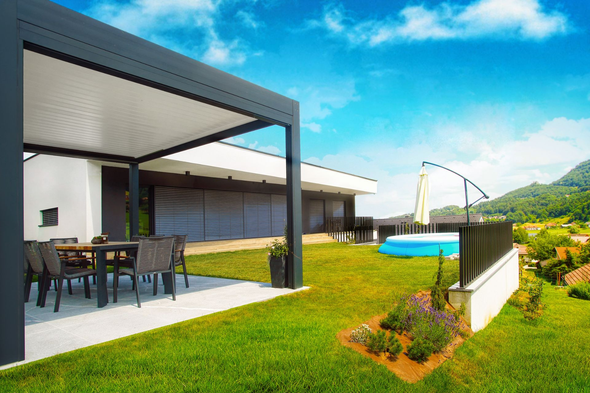 Projekt LG - Šentjur - Lamelna/bioklimatska pergola Misteral - Terasa, brisole, zip rolo