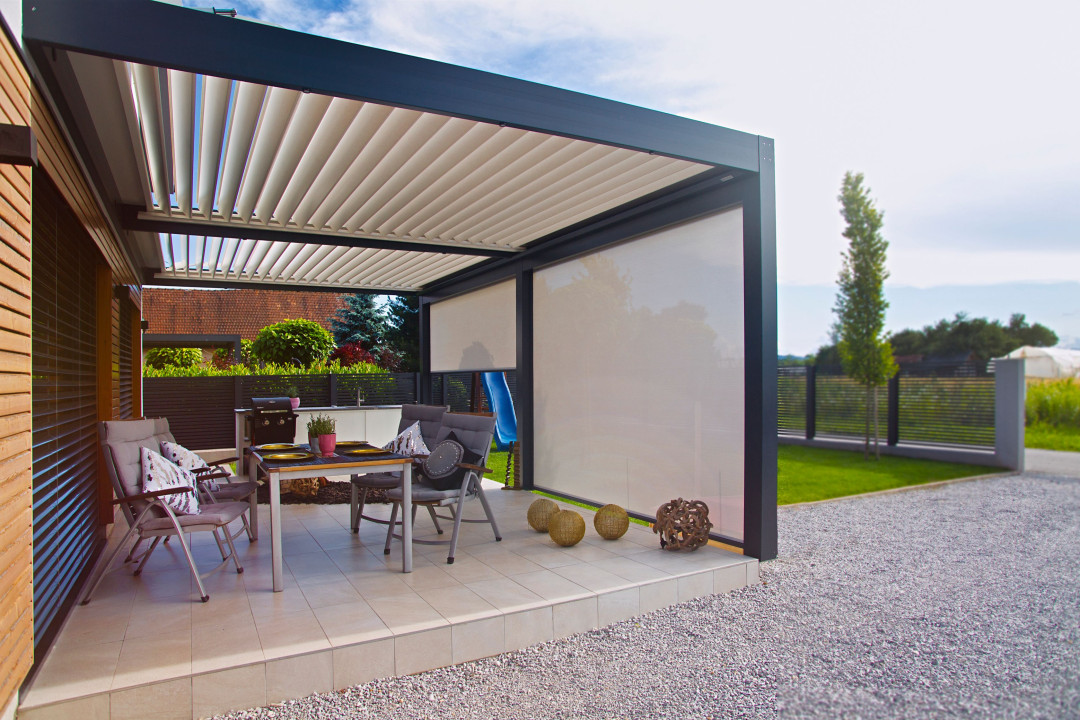 Projekt PG Ljubljana - Bioklimatska pergola Misteral - Terasa, Brisole, zip rolo