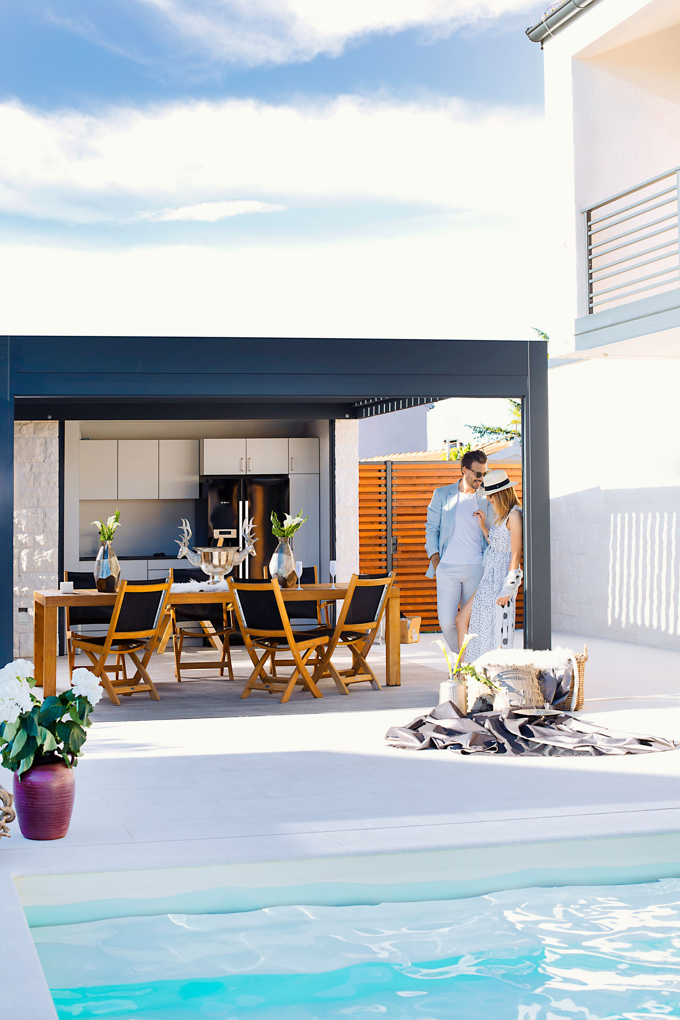 Projekt SL Portorož - Die bioklimatische Pergola Misteral - Terrasse, Brisole, Seitliche ZIP-Rollos