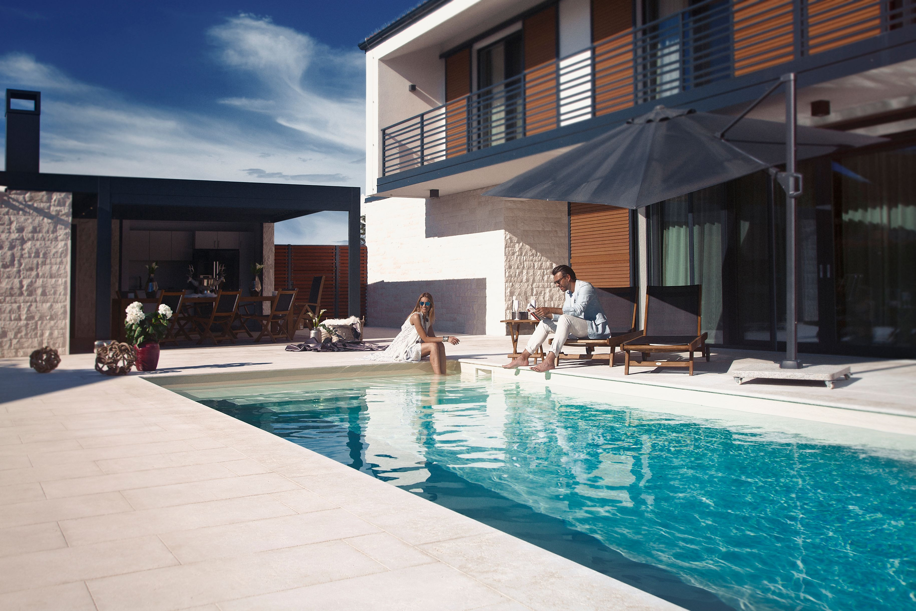 Projekt SL Portorož - Die bioklimatische Pergola Misteral - Terrasse, Brisole, Seitliche ZIP-Rollos