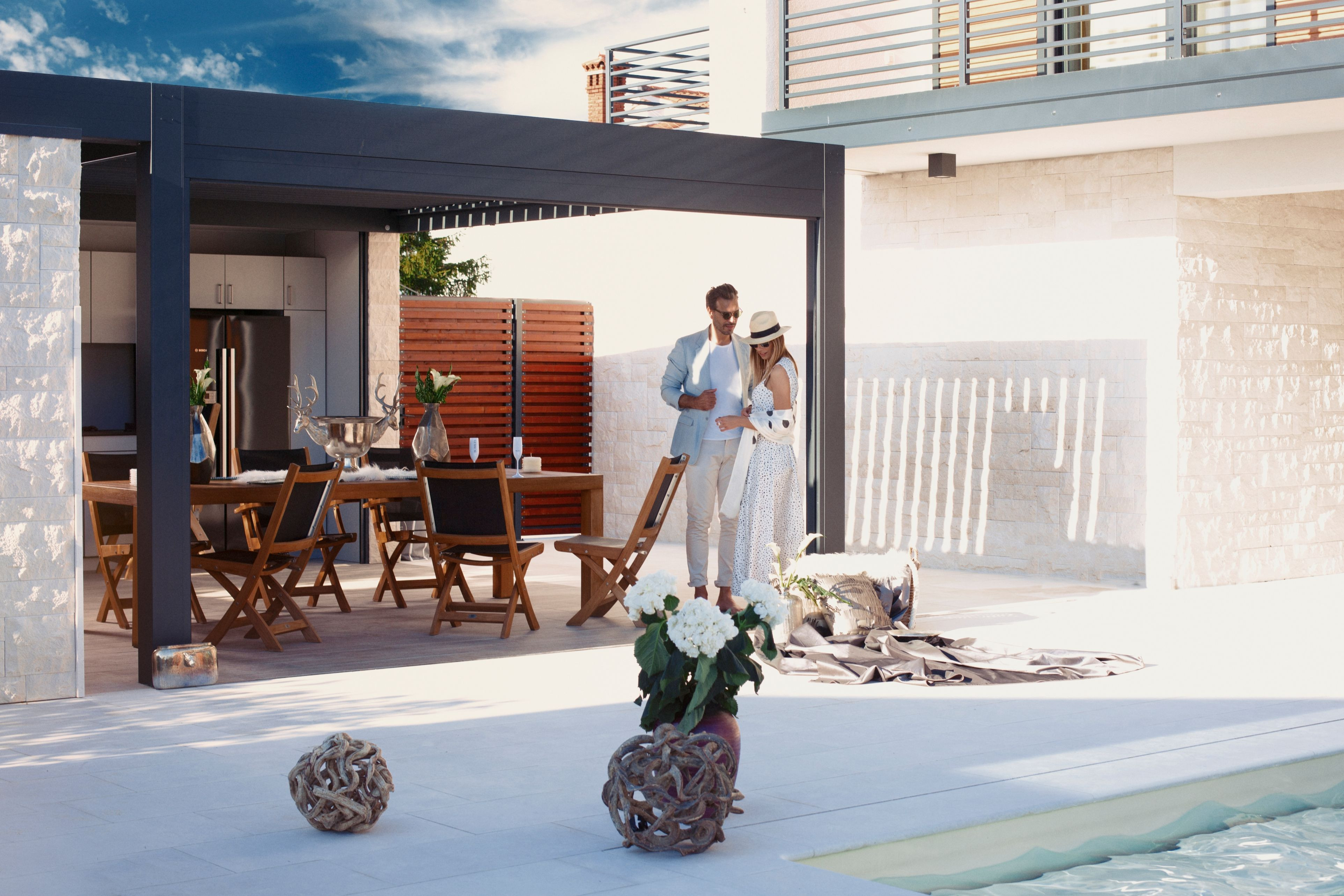 Projekt SL Portorož - Lamelna/bioklimatska pergola Misteral - Terasa, brisole, zip rolo