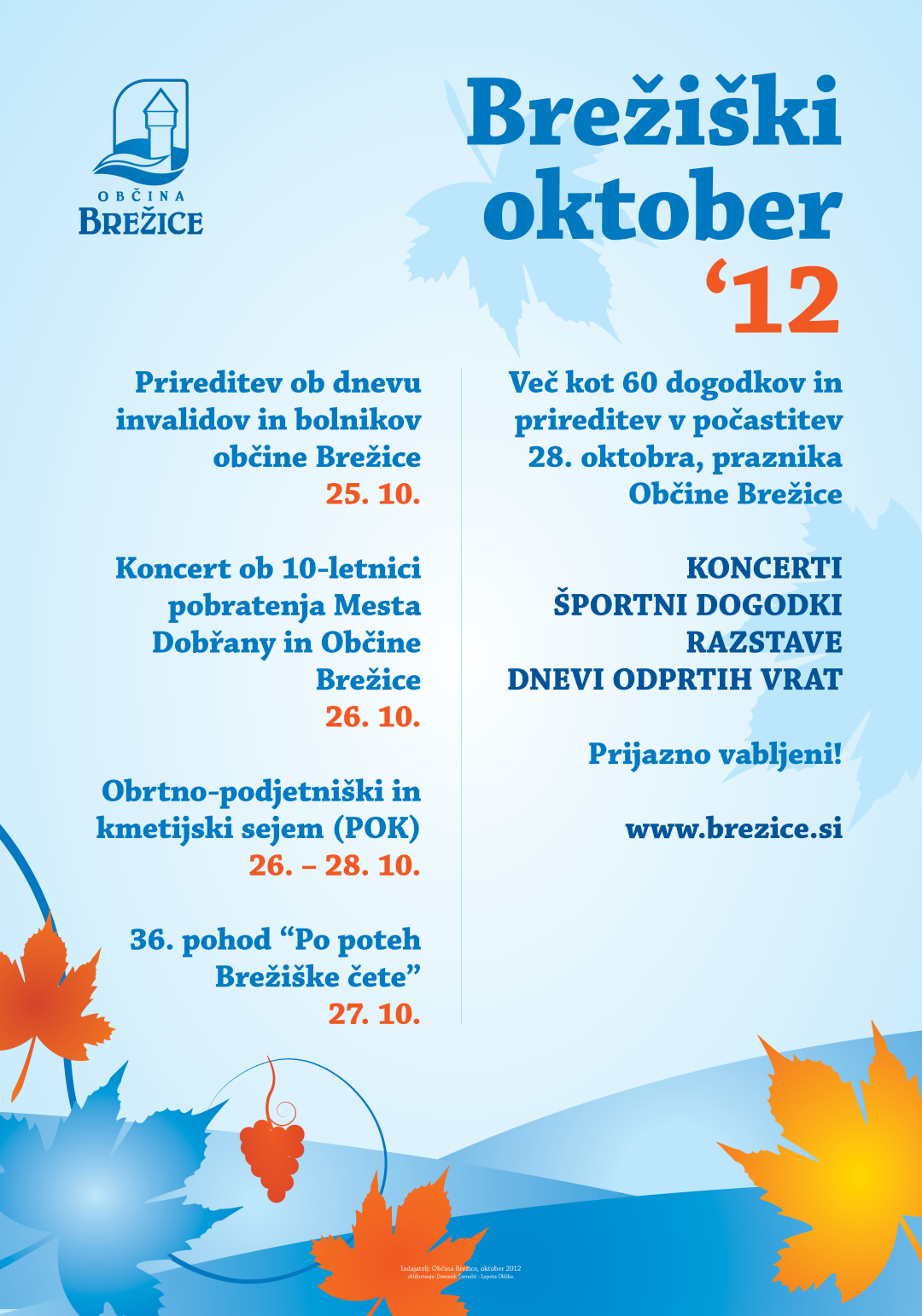 Program dogodkov Brežiški oktober 2012