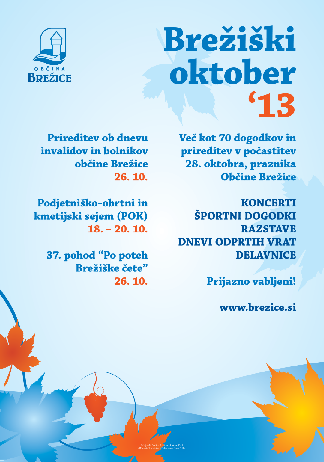 Program dogodkov Brežiški oktober 2013