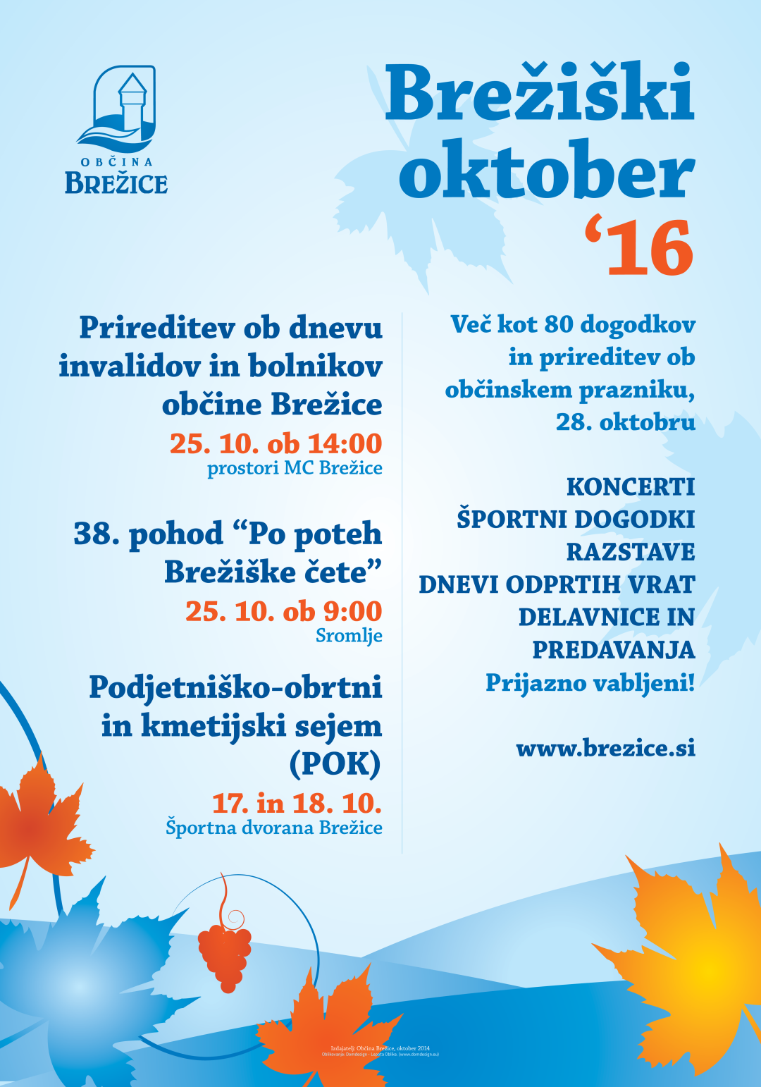 Program dogodkov Brežiški oktober 2016