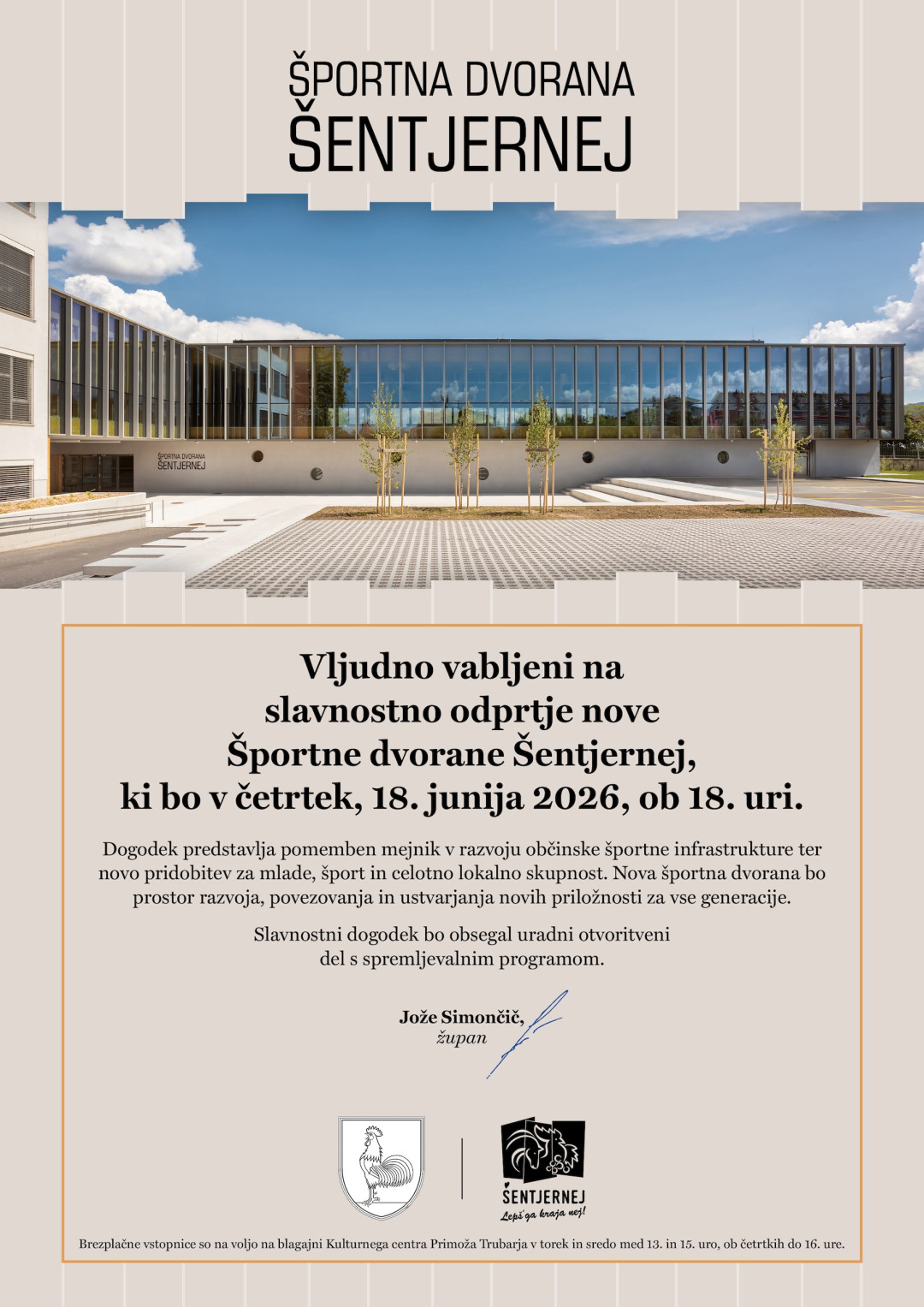 Odprtje športne dvorane Šentjernej 2026