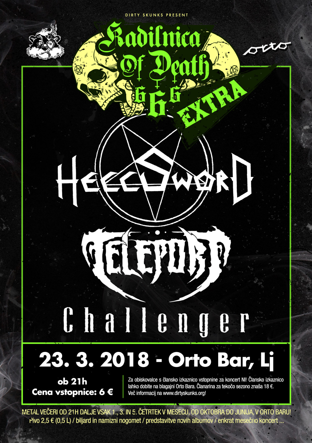 Kadilnica of Death Extra: Koncert skupin HELLSWORD, TELEPORT in CHALLENGER