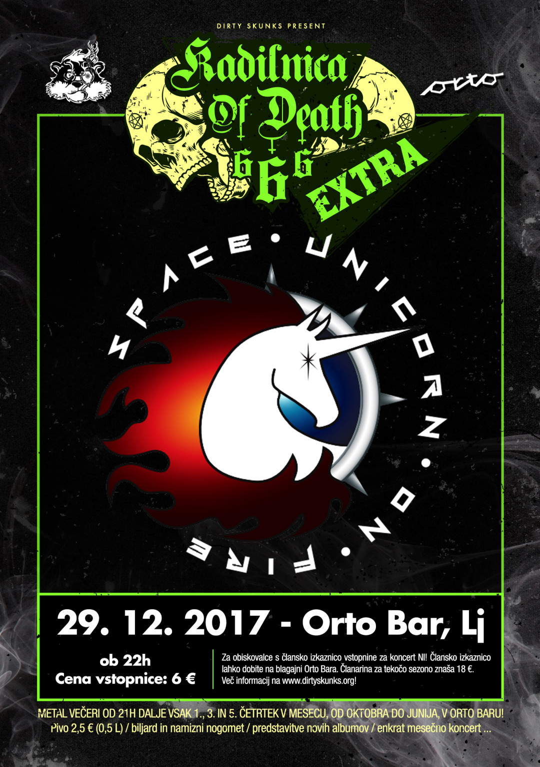 Kadilnica of Death Extra: Prednovoletni žur w/ SPACE UNICORN ON FIRE & Metal Dedek Mraz