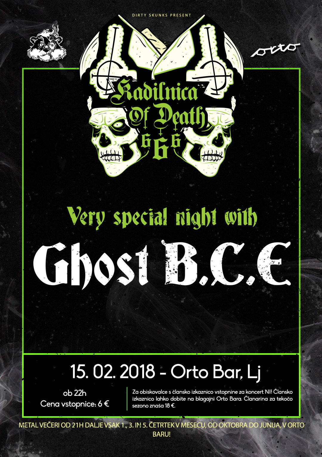 Kadilnica of Death: Koncert Ghost tribute banda GHOST B.C.E.