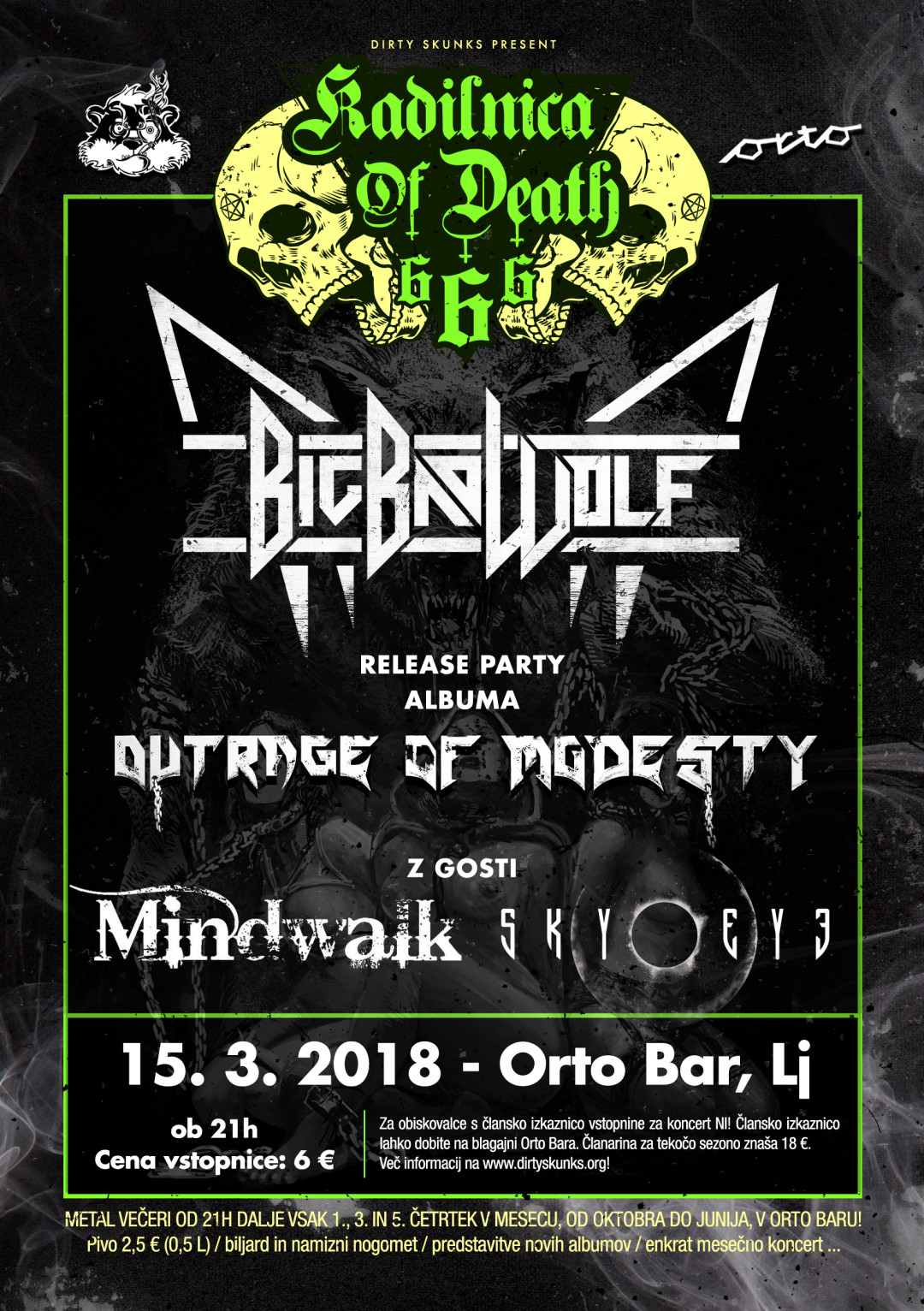 Kadilnica of Death: Koncert skupin BIG BAD WOLF, MINDWALK in SKYEYE