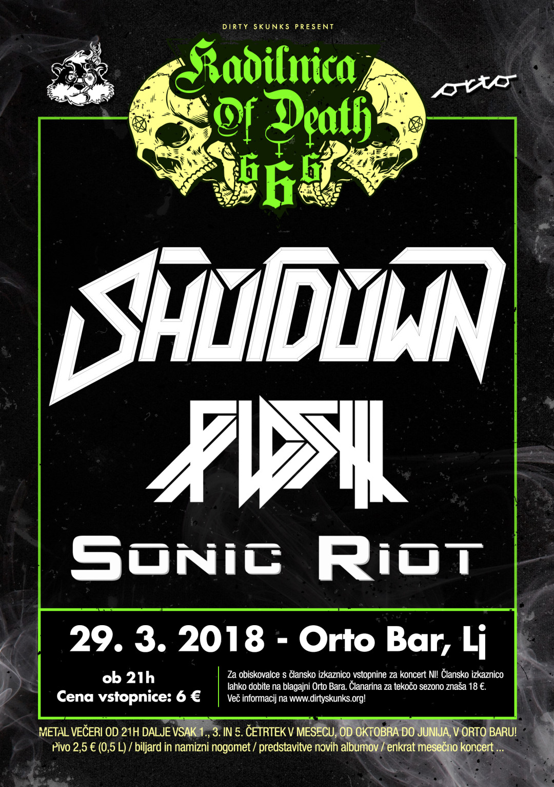 Kadilnica of Death: Koncert skupin SHOTDOWN, FLESH in SONIC RIOT