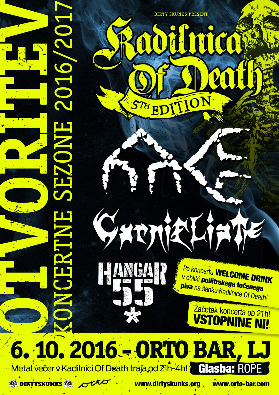 Kadilnica of Death: Otvoritev sezone 2016/2017 s koncertom skupin ATER ERA, CARNIFLIATE in HANGAR 55*