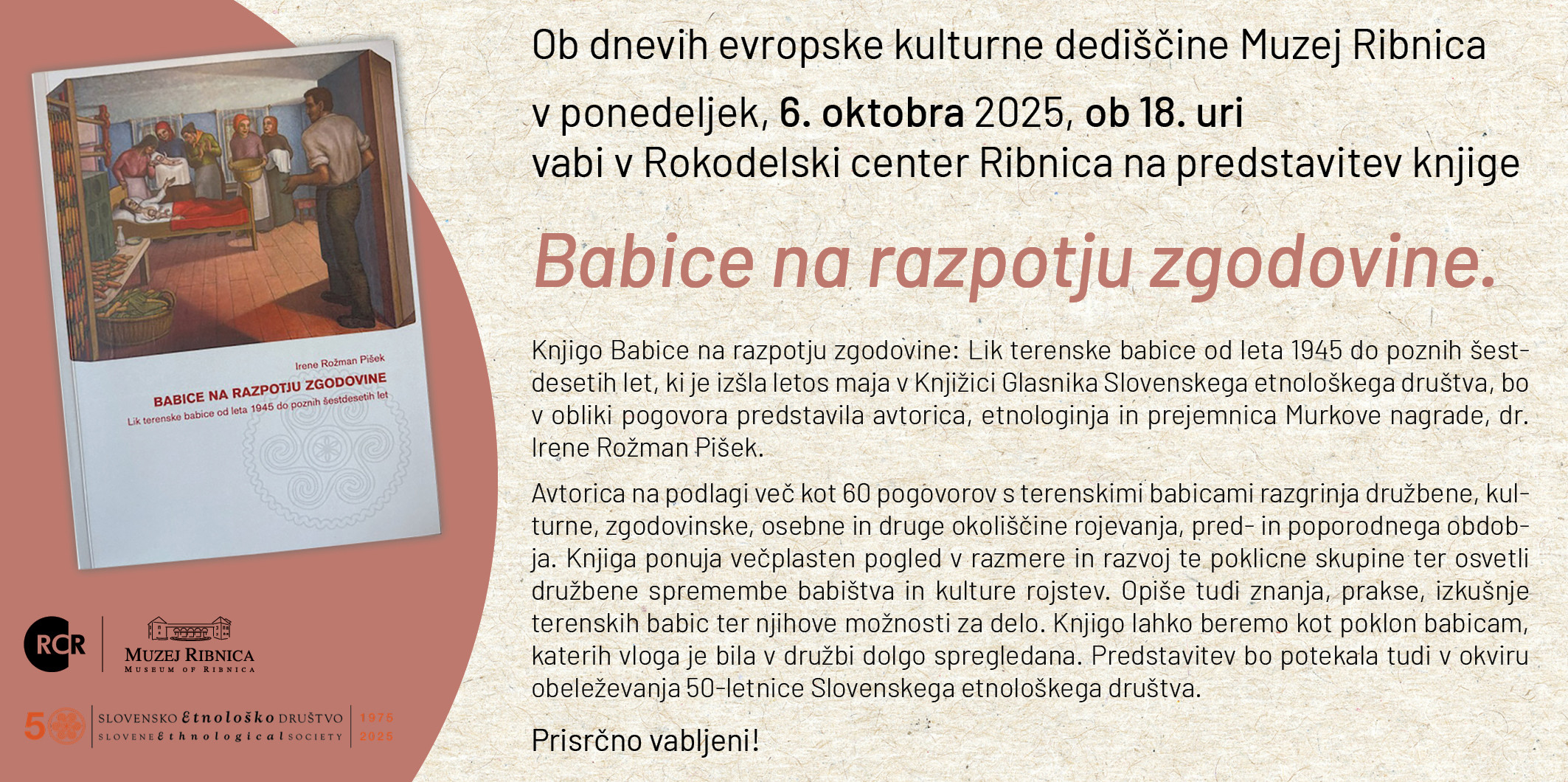 Predstavitev knjige Babice na razpotju zgodovine v Rokodelskem centru Ribnica