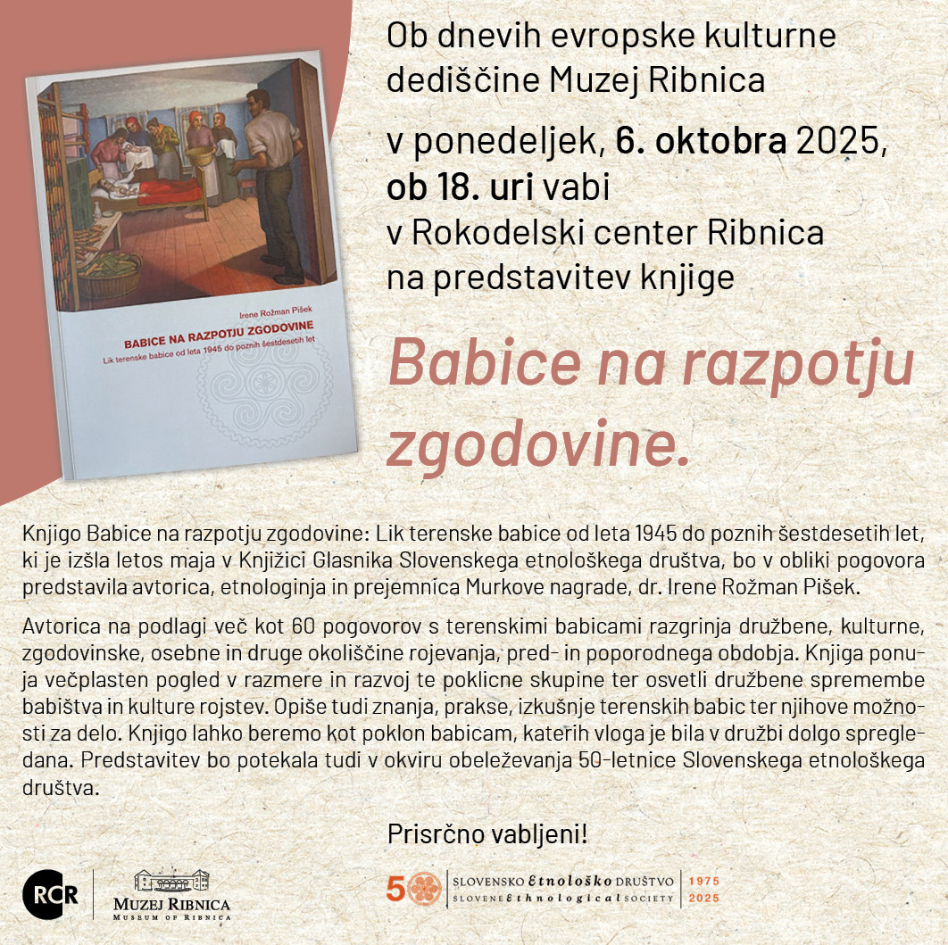 Predstavitev knjige Babice na razpotju zgodovine v Rokodelskem centru Ribnica