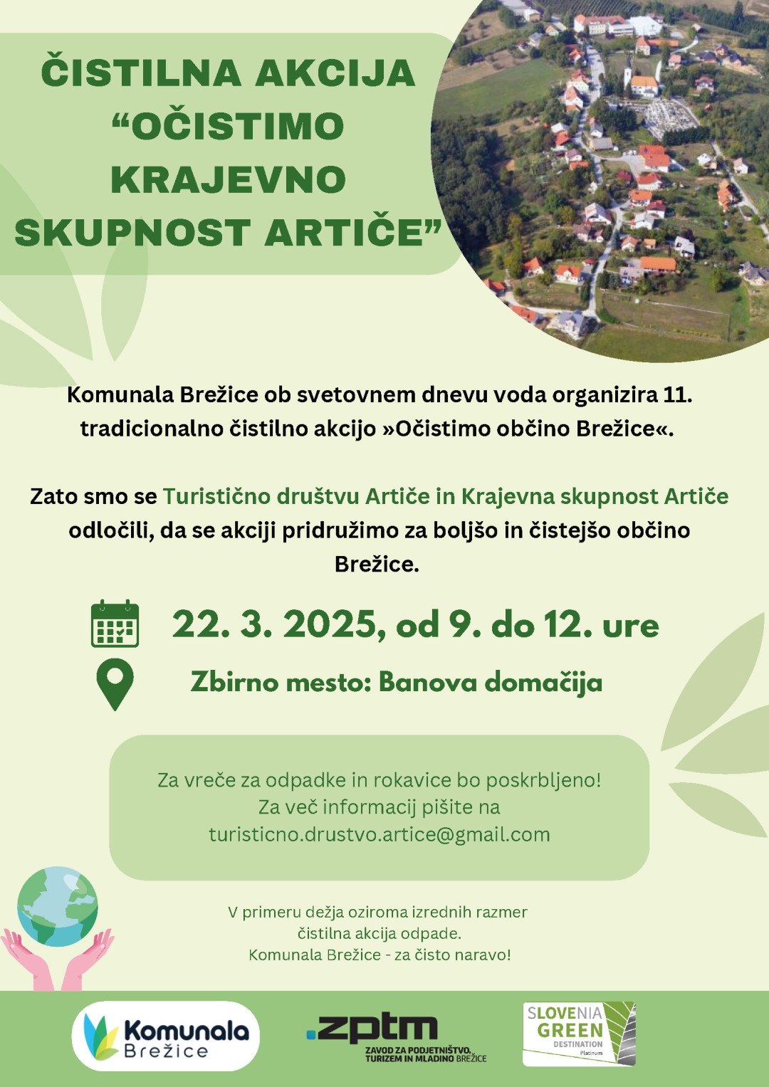 Čistilna akcija »Očistimo Krajevno Skupnost Artiče«