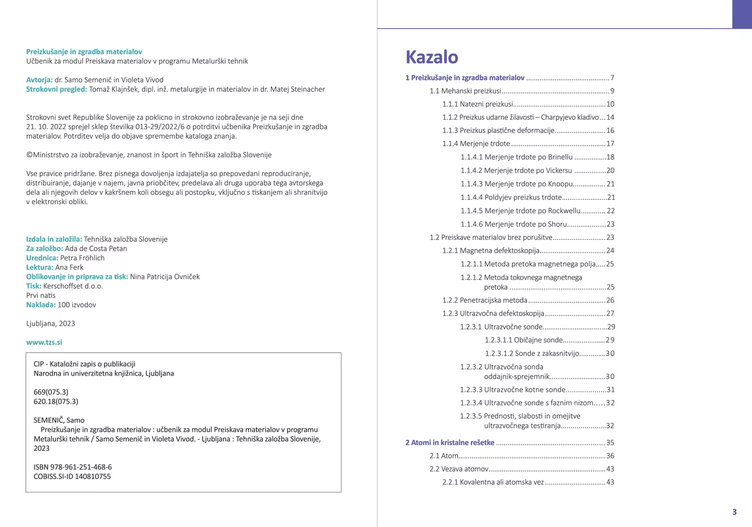 Preizkušanje in zgradba materialov