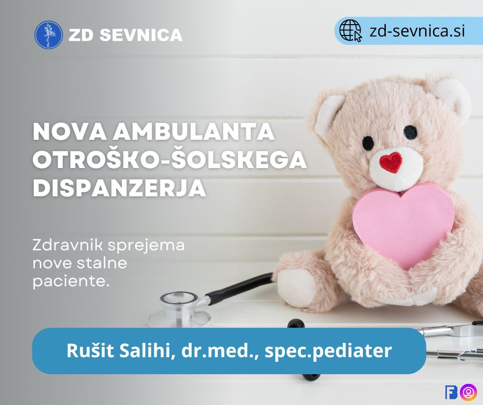 Možen vpis k otroško-šolskem dispanzerju Rušitu Salihi, dr. med., spec. pediater