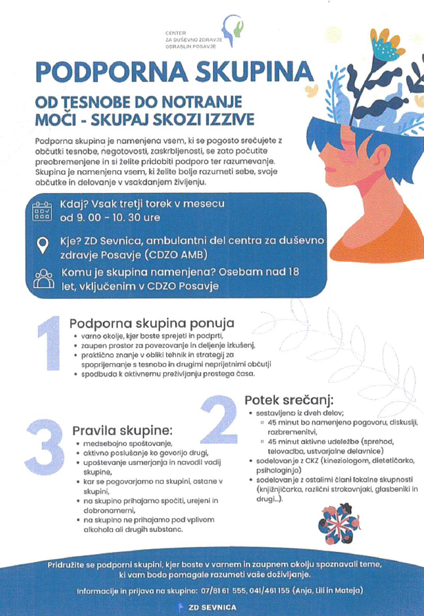 PODPORNA SKUPINA, od tesnobe do notranje moči - skupaj skozi izzive