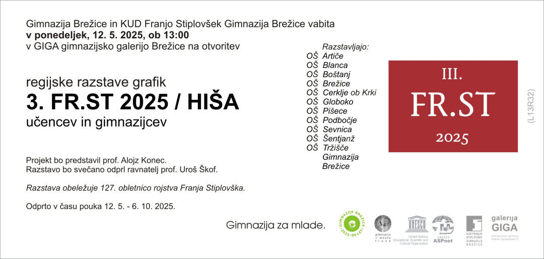 3. FR.ST 2025 / HIŠA -Regijska razstava grafik gimnazijcev in učencev