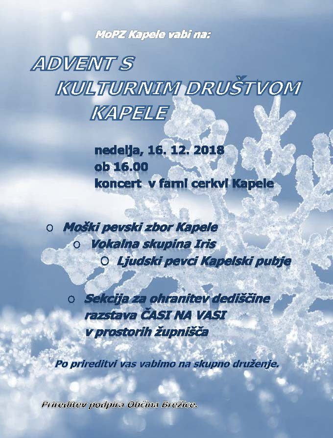 Advent s Kulturnim društvom Kapele