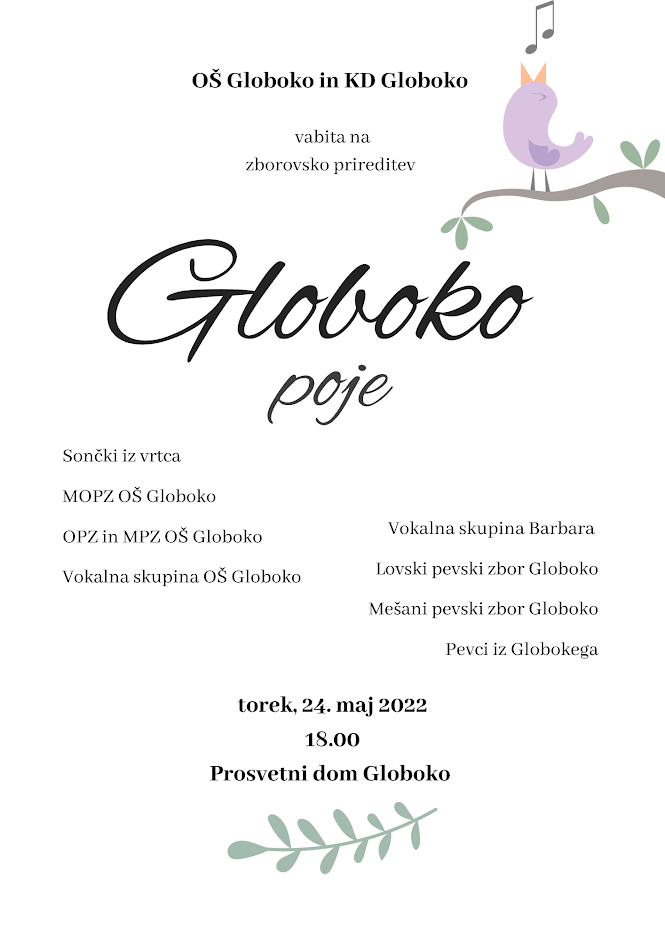 Globoko poje - koncert