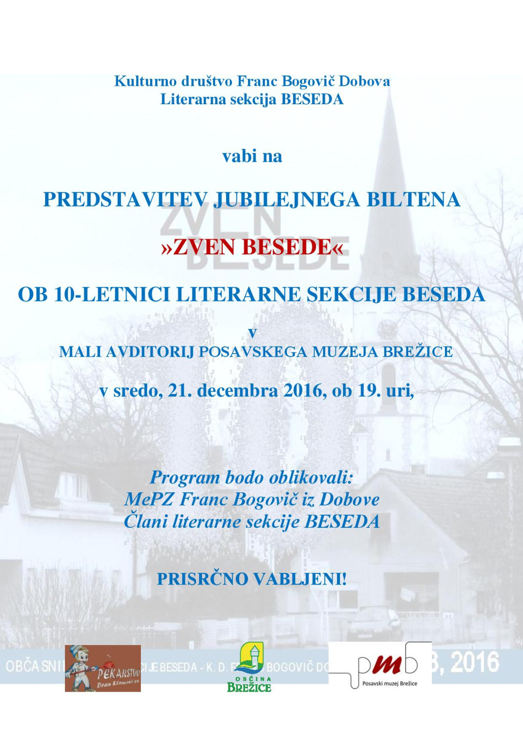 Jubilejna predstavitev zbornika ZVEN BESEDE ob 10-letnici literarne sekcije Beseda