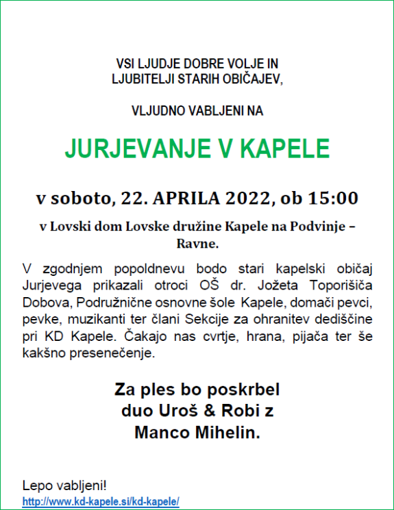 Jurjevanje v Kapelah