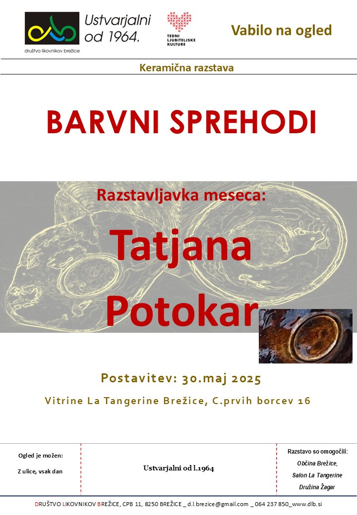 Keramična razstava Barvni sprehodi Tatjane Potokar
