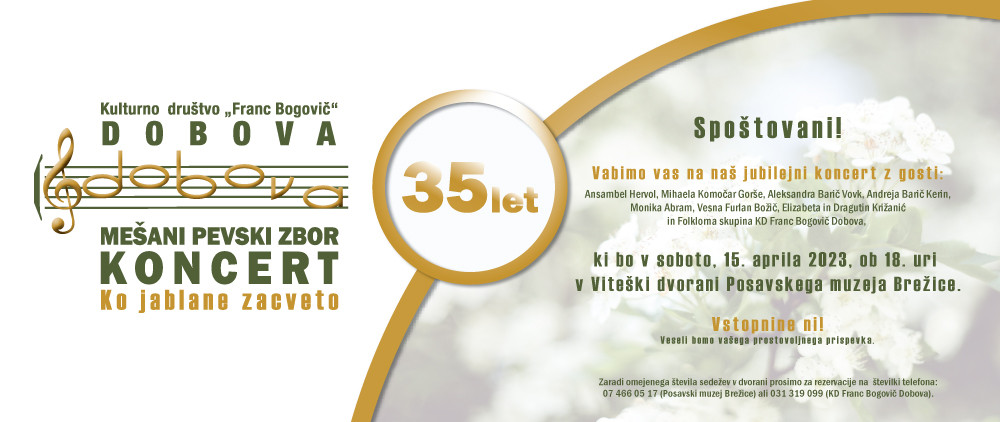 Ko jablane zacveto - Jubilejni koncert ob 35-letnici Mešanega pevskega zbora KD Franc Bogovič Dobova