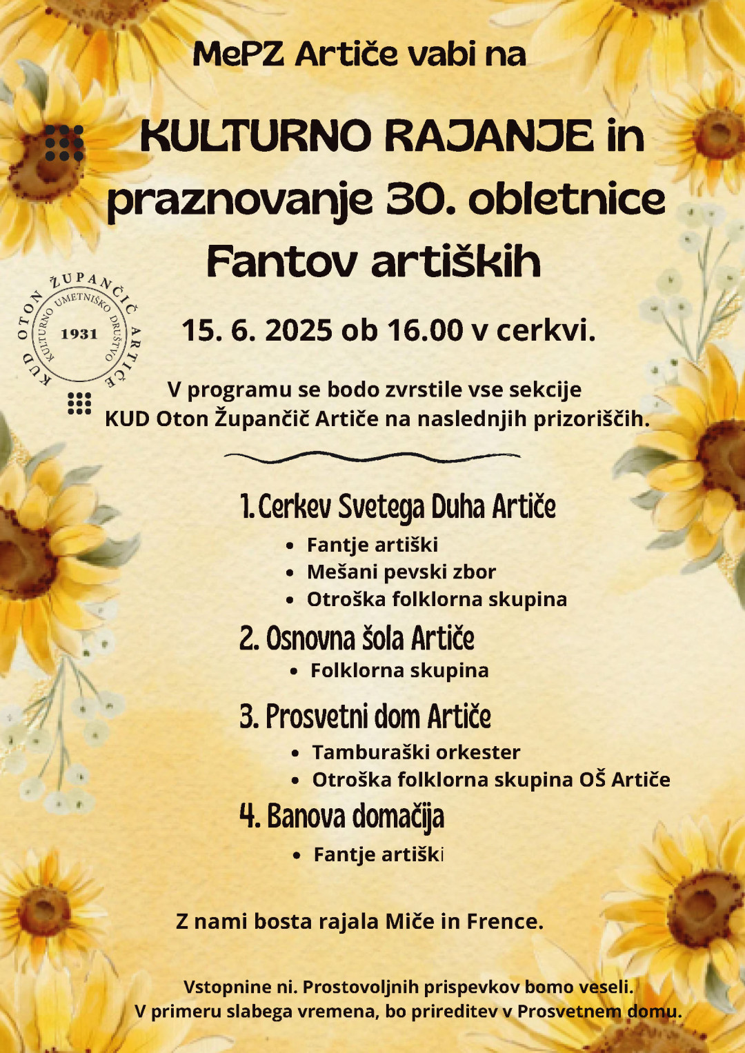 Kulturno rajanje in praznovanje 30. obletnice Fantov artiških