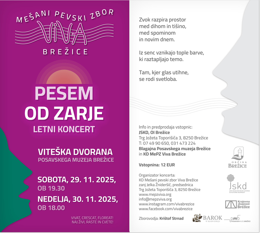 Letni koncert Mešanega pevskega zbora Viva Brežice - Pesmi od zarje