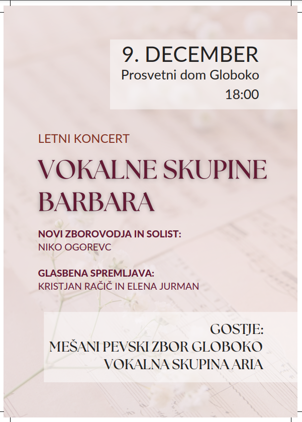 Letni koncert Vokalne skupine Barbara