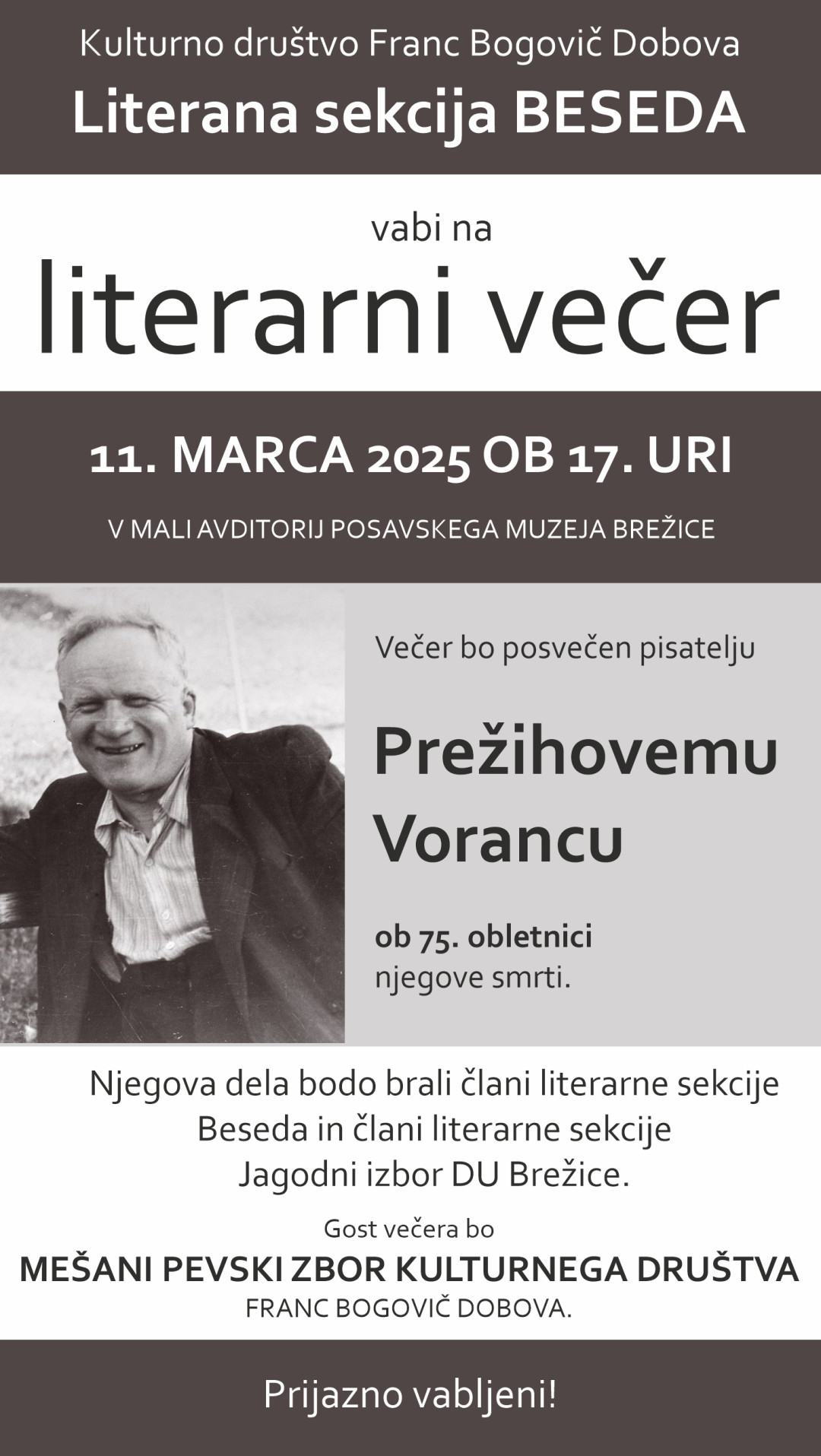 Literarni večer posvečen Prežihovemu Vorancu