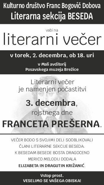 Literarni večer s Prešernom ob Ta veselem dnevu kulture