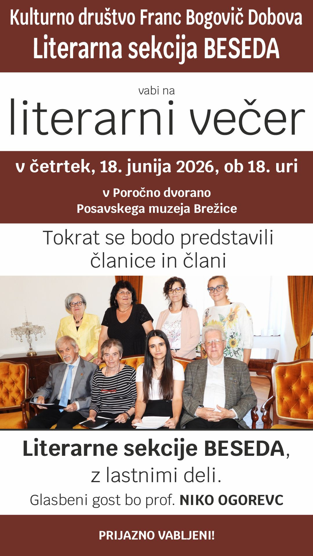 Literarni večer sekcije Beseda KD Franc Bogovič Dobova