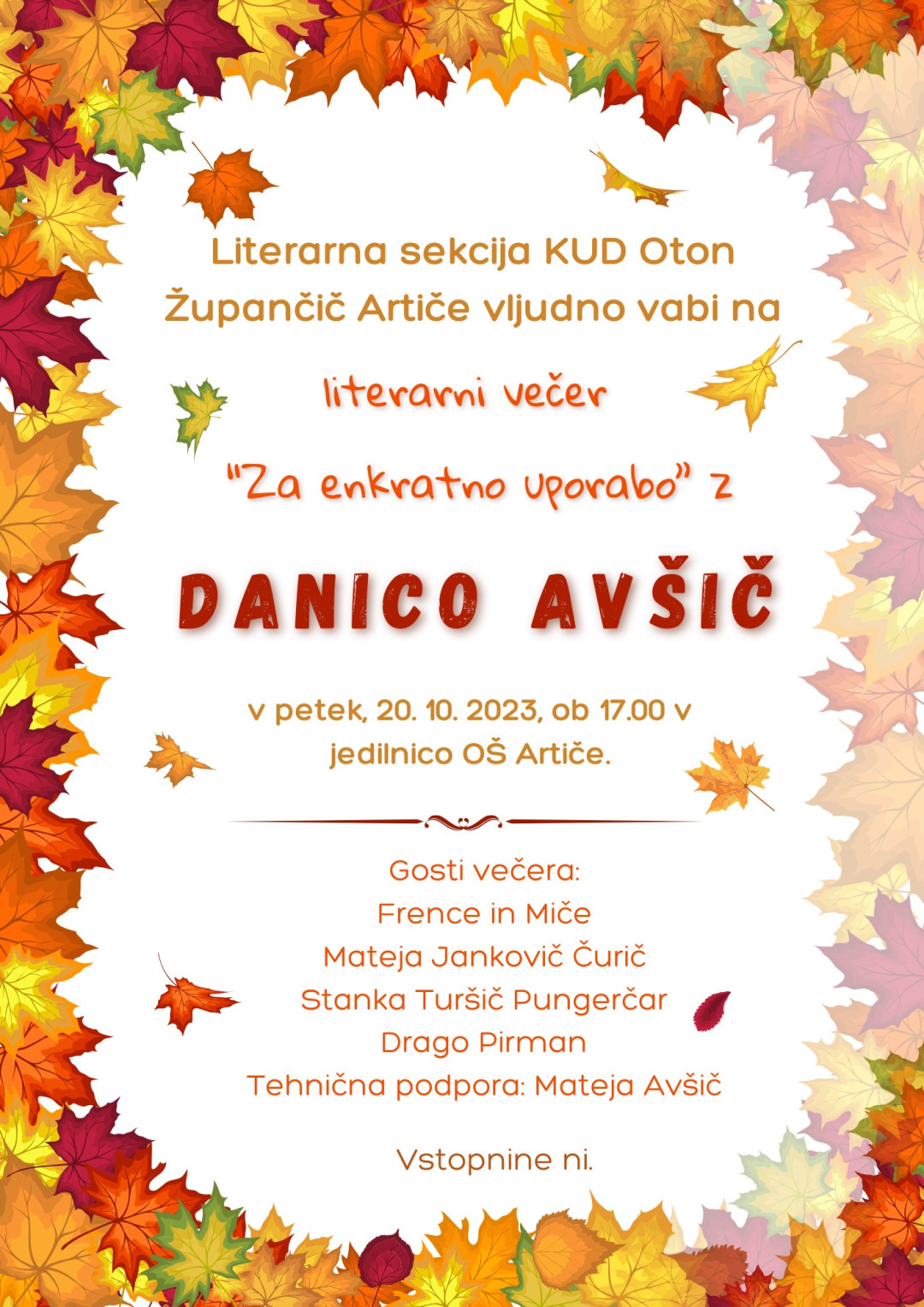 Literarni večer z Danico Avšič in njeno zanimivo poezijo za 