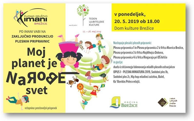Moj planet je narobe svet - zaključna produkcija plesnih pripravnic PD Imani