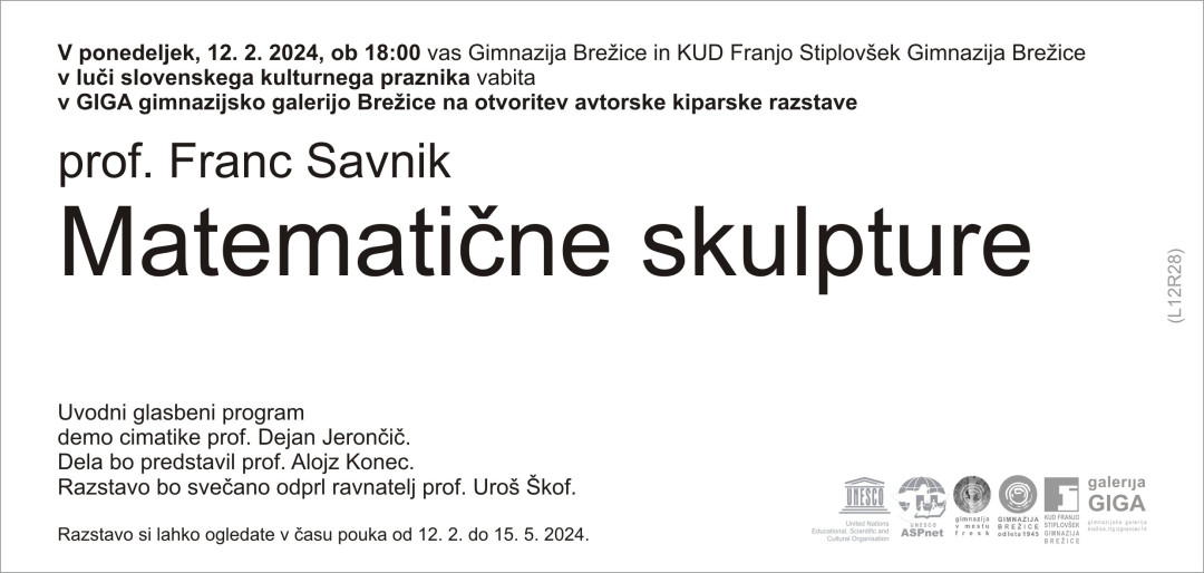 Odprtje razstave Matematične skulpture prof. Franca Savnika